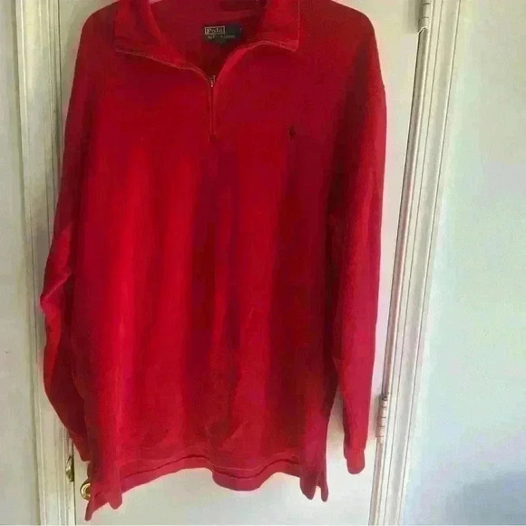Polo Ralph Lauren Pullover Mens Size XLT Red Luxury Jersey 1/4 Zip Long Sleeve - Picture 1 of 3